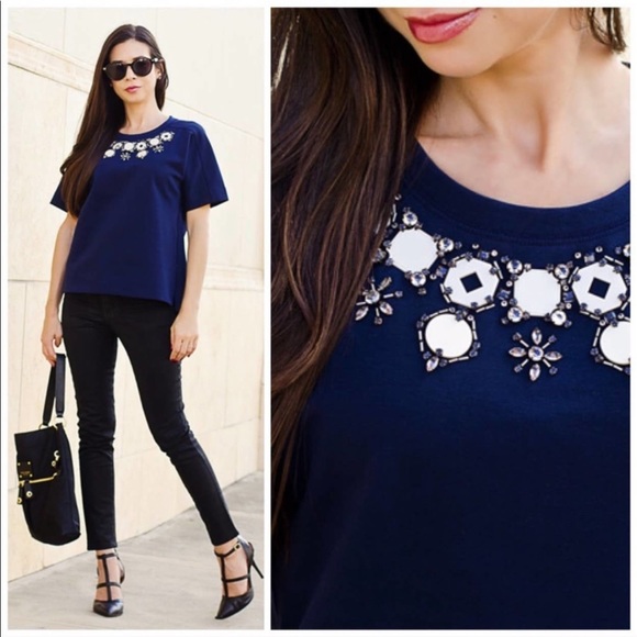 J. Crew Tops - J Crew Structured Necklace Embellished Tee